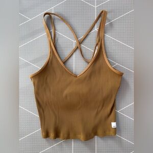 Vuori Mustard Ribbed Crop Top
